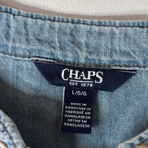 Chaps Denim Button-Up Shirt With Ruffles - Picture 2 of 4